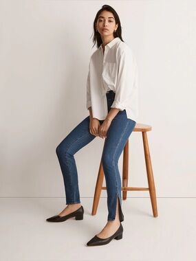 Madewell 11" High-Rise Roadtripper Skinny Indigo Blue Slit-Hem Jeans 29